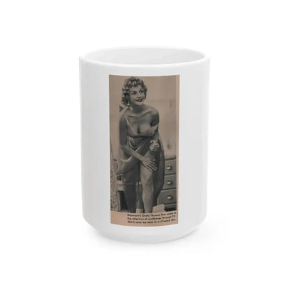 Greta Thyssen #121 - Scamp Mag. Sept. '58 - 1 Small B&W Photo (Vintage Female Icon) White Coffee Mug 15oz - Go Mug Yourself