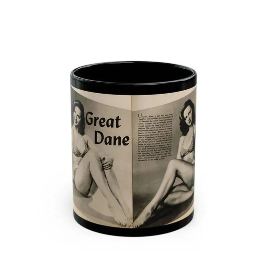 Greta Thyssen #123 - 2 Pages with, 2 B&W Photos & Paragraph from Cover Girls Models Mag. June '54 (Vintage Female Icon) Black Coffee Mug 11oz - Go Mug Yourself