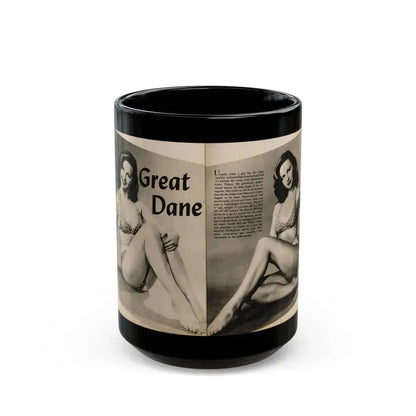 Greta Thyssen #123 - 2 Pages with, 2 B&W Photos & Paragraph from Cover Girls Models Mag. June '54 (Vintage Female Icon) Black Coffee Mug 15oz - Go Mug Yourself
