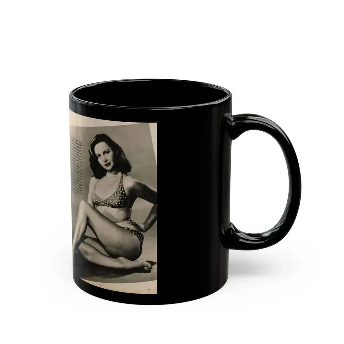 Greta Thyssen #123 - 2 Pages with, 2 B&W Photos & Paragraph from Cover Girls Models Mag. June '54 (Vintage Female Icon) Black Coffee Mug - Go Mug Yourself