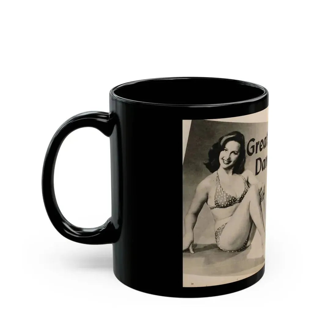 Greta Thyssen #123 - 2 Pages with, 2 B&W Photos & Paragraph from Cover Girls Models Mag. June '54 (Vintage Female Icon) Black Coffee Mug - Go Mug Yourself