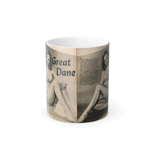 Greta Thyssen #123 - 2 Pages with, 2 B&W Photos & Paragraph from Cover Girls Models Mag. June '54 (Vintage Female Icon) Color Changing Mug 11oz 11oz - Go Mug Yourself