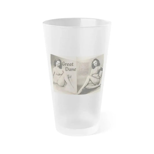 Greta Thyssen #123 - 2 Pages with, 2 B&W Photos & Paragraph from Cover Girls Models Mag. June '54 (Vintage Female Icon) Frosted Pint Glass 16oz 16oz Frosted - Go Mug Yourself