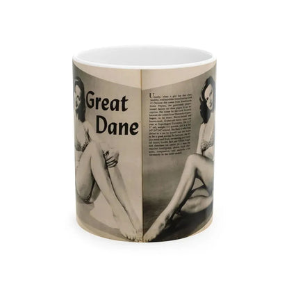 Greta Thyssen #123 - 2 Pages with, 2 B&W Photos & Paragraph from Cover Girls Models Mag. June '54 (Vintage Female Icon) White Coffee Mug 11oz - Go Mug Yourself