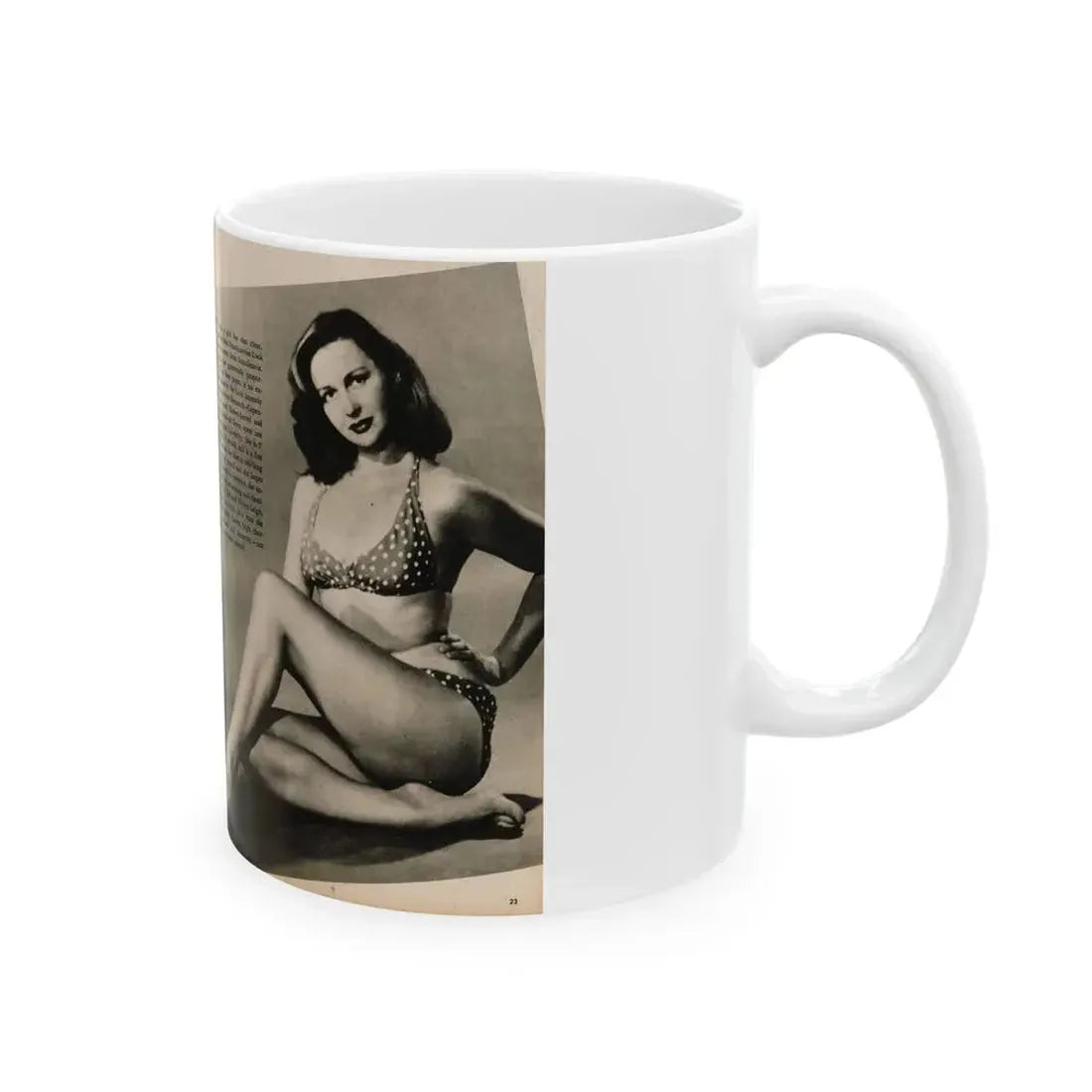 Greta Thyssen #123 - 2 Pages with, 2 B&W Photos & Paragraph from Cover Girls Models Mag. June '54 (Vintage Female Icon) White Coffee Mug - Go Mug Yourself