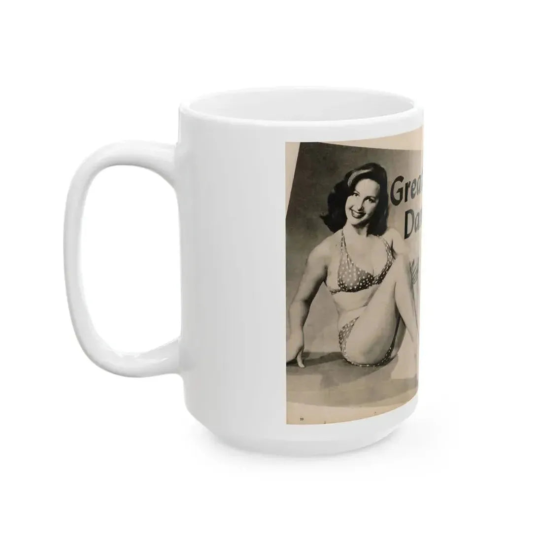 Greta Thyssen #123 - 2 Pages with, 2 B&W Photos & Paragraph from Cover Girls Models Mag. June '54 (Vintage Female Icon) White Coffee Mug - Go Mug Yourself