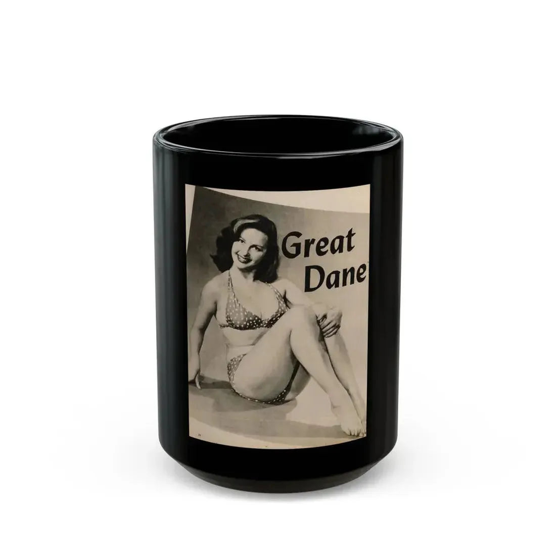 Greta Thyssen #124 - 1 Page 1 B&W Photo & Caption from Cover Girls Models Mag. June '54 (Vintage Female Icon) Black Coffee Mug 15oz - Go Mug Yourself