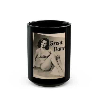 Greta Thyssen #124 - 1 Page 1 B&W Photo & Caption from Cover Girls Models Mag. June '54 (Vintage Female Icon) Black Coffee Mug 15oz - Go Mug Yourself