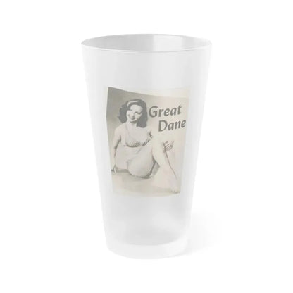 Greta Thyssen #124 - 1 Page 1 B&W Photo & Caption from Cover Girls Models Mag. June '54 (Vintage Female Icon) Frosted Pint Glass 16oz 16oz Frosted - Go Mug Yourself