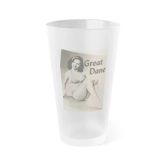 Greta Thyssen #124 - 1 Page 1 B&W Photo & Caption from Cover Girls Models Mag. June '54 (Vintage Female Icon) Frosted Pint Glass 16oz 16oz Frosted - Go Mug Yourself