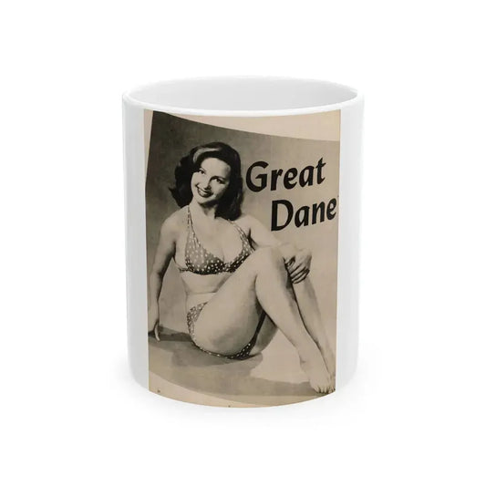 Greta Thyssen #124 - 1 Page 1 B&W Photo & Caption from Cover Girls Models Mag. June '54 (Vintage Female Icon) White Coffee Mug 11oz - Go Mug Yourself