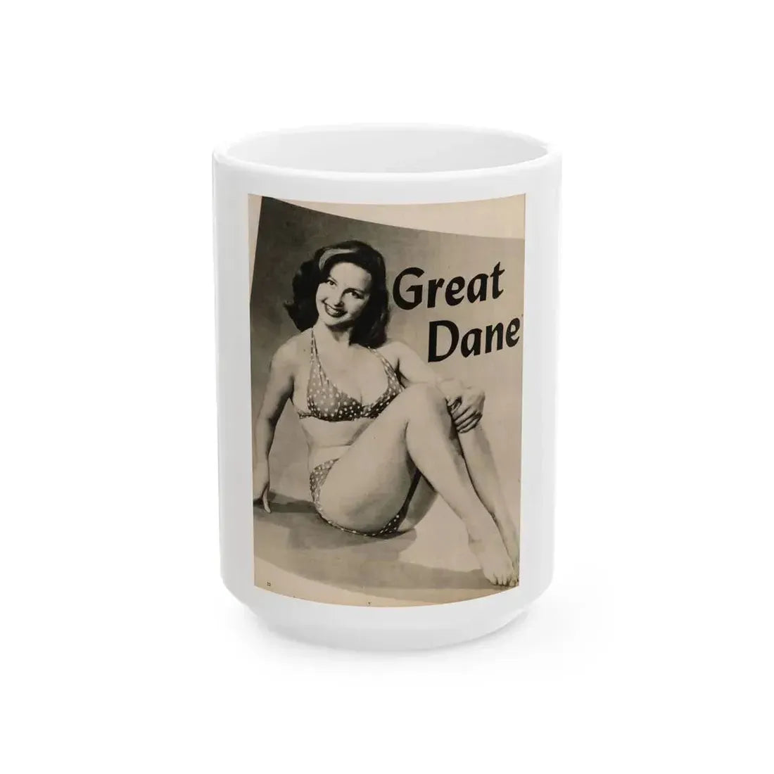 Greta Thyssen #124 - 1 Page 1 B&W Photo & Caption from Cover Girls Models Mag. June '54 (Vintage Female Icon) White Coffee Mug 15oz - Go Mug Yourself
