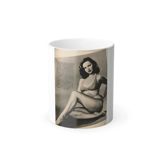 Greta Thyssen #125 - 1 Page 1 B&W Photo & Caption from Cover Girls Models Mag. June '54 (Vintage Female Icon) Color Changing Mug 11oz 11oz - Go Mug Yourself