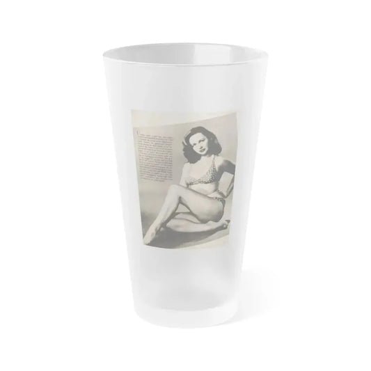 Greta Thyssen #125 - 1 Page 1 B&W Photo & Caption from Cover Girls Models Mag. June '54 (Vintage Female Icon) Frosted Pint Glass 16oz 16oz Frosted - Go Mug Yourself