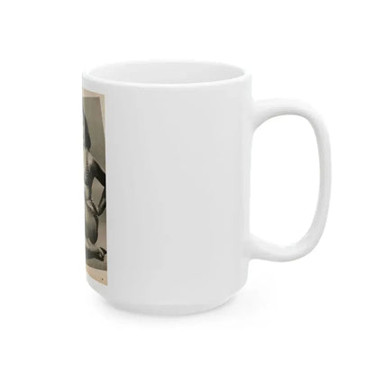 Greta Thyssen #125 - 1 Page 1 B&W Photo & Caption from Cover Girls Models Mag. June '54 (Vintage Female Icon) White Coffee Mug - Go Mug Yourself