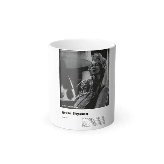 Greta Thyssen #126 - 1 Page with, 1 B&W Photo & Paragraph from Modern Man Mag. April '57 (Vintage Female Icon) Color Changing Mug 11oz 11oz - Go Mug Yourself