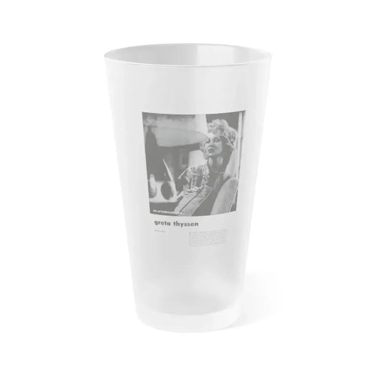 Greta Thyssen #126 - 1 Page with, 1 B&W Photo & Paragraph from Modern Man Mag. April '57 (Vintage Female Icon) Frosted Pint Glass 16oz 16oz Frosted - Go Mug Yourself