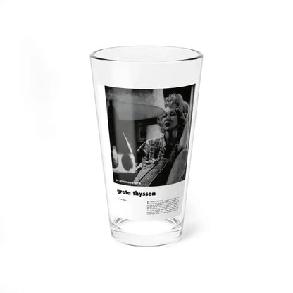 Greta Thyssen #126 - 1 Page with, 1 B&W Photo & Paragraph from Modern Man Mag. April '57 (Vintage Female Icon) Pint Glass 16oz 16oz - Go Mug Yourself