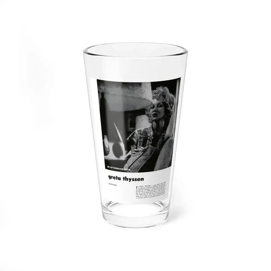 Greta Thyssen #126 - 1 Page with, 1 B&W Photo & Paragraph from Modern Man Mag. April '57 (Vintage Female Icon) Pint Glass 16oz 16oz - Go Mug Yourself