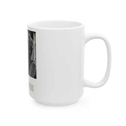 Greta Thyssen #126 - 1 Page with, 1 B&W Photo & Paragraph from Modern Man Mag. April '57 (Vintage Female Icon) White Coffee Mug - Go Mug Yourself