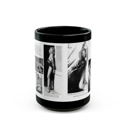 Greta Thyssen #127 - 2 Pages 5 B&W Photos from Modern Man Mag. April '57 (Vintage Female Icon) Black Coffee Mug 15oz - Go Mug Yourself