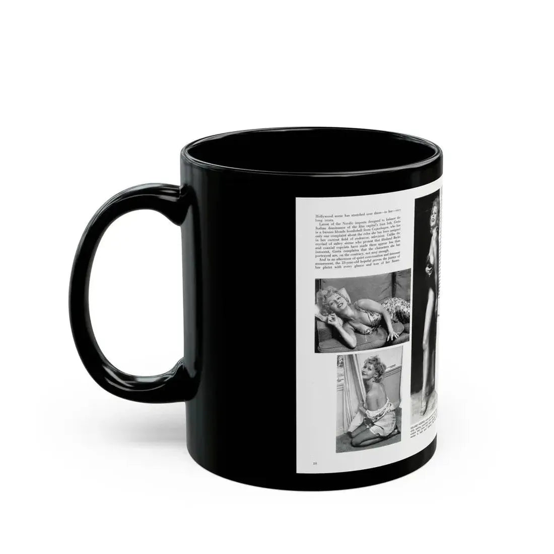 Greta Thyssen #127 - 2 Pages 5 B&W Photos from Modern Man Mag. April '57 (Vintage Female Icon) Black Coffee Mug - Go Mug Yourself