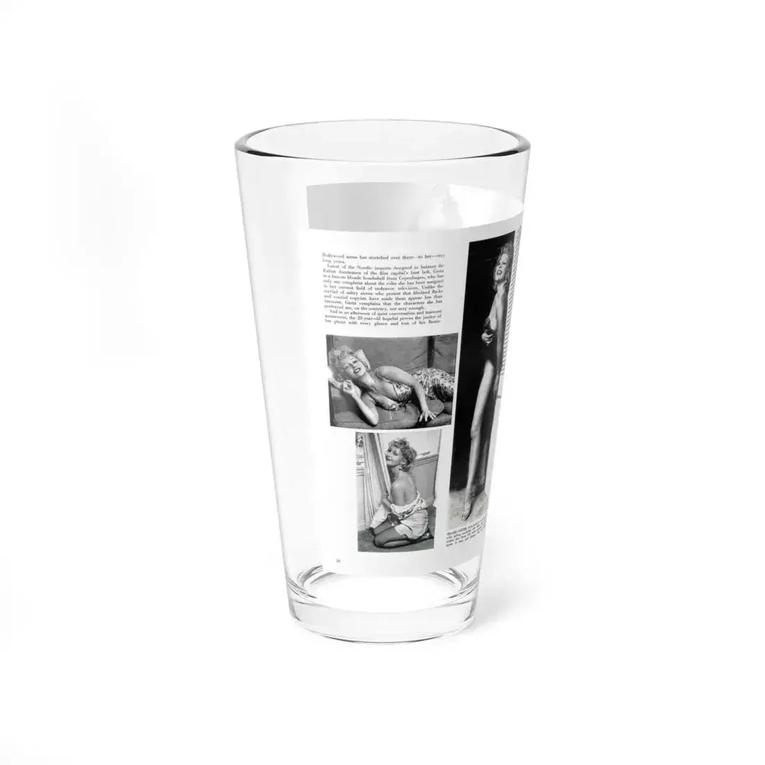 Greta Thyssen #127 - 2 Pages 5 B&W Photos from Modern Man Mag. April '57 (Vintage Female Icon) Pint Glass 16oz - Go Mug Yourself