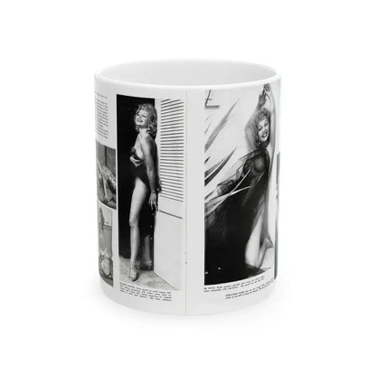 Greta Thyssen #127 - 2 Pages 5 B&W Photos from Modern Man Mag. April '57 (Vintage Female Icon) White Coffee Mug 11oz - Go Mug Yourself