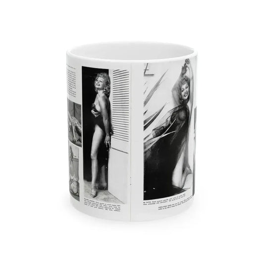 Greta Thyssen #127 - 2 Pages 5 B&W Photos from Modern Man Mag. April '57 (Vintage Female Icon) White Coffee Mug 11oz - Go Mug Yourself