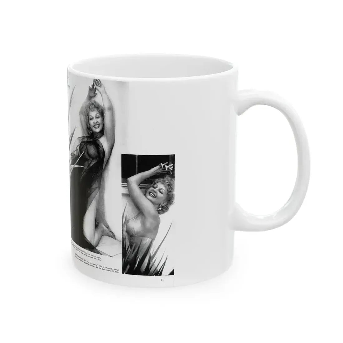Greta Thyssen #127 - 2 Pages 5 B&W Photos from Modern Man Mag. April '57 (Vintage Female Icon) White Coffee Mug - Go Mug Yourself