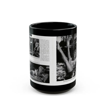 Greta Thyssen #128 - 2 Pages 4 B&W Photos from Modern Man Mag. April '57 (Vintage Female Icon) Black Coffee Mug 15oz - Go Mug Yourself