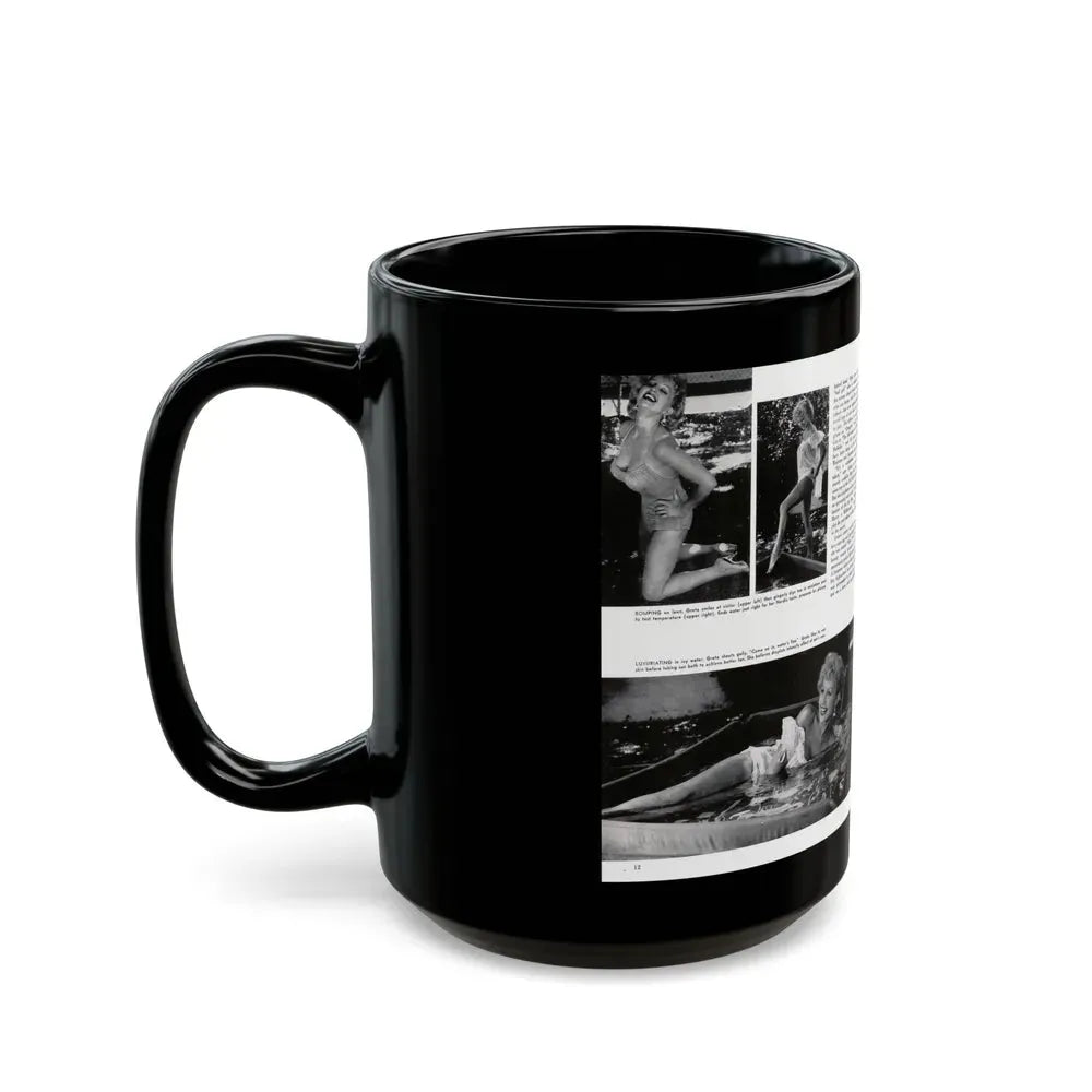 Greta Thyssen #128 - 2 Pages 4 B&W Photos from Modern Man Mag. April '57 (Vintage Female Icon) Black Coffee Mug - Go Mug Yourself