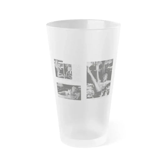 Greta Thyssen #128 - 2 Pages 4 B&W Photos from Modern Man Mag. April '57 (Vintage Female Icon) Frosted Pint Glass 16oz 16oz Frosted - Go Mug Yourself