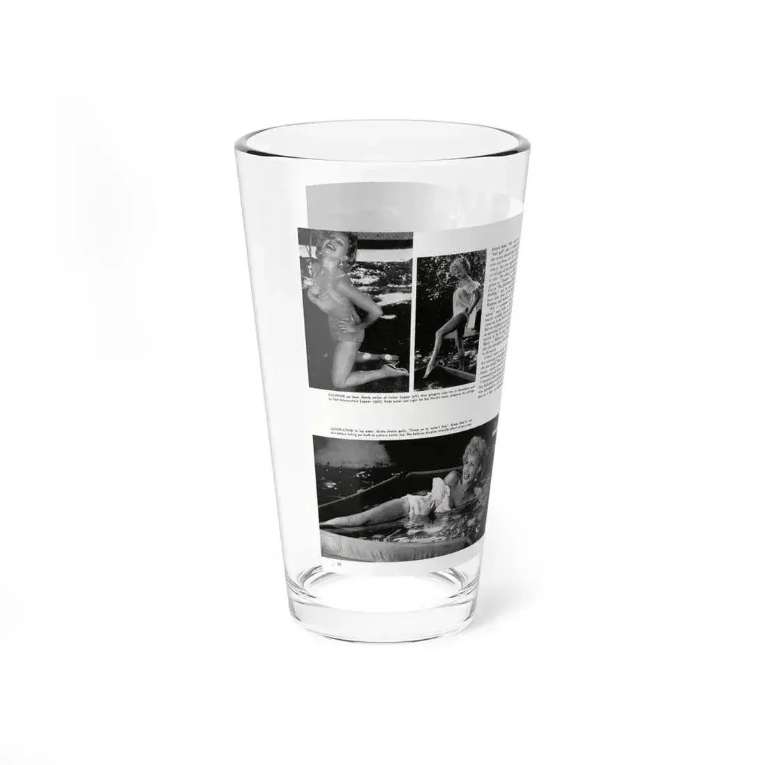 Greta Thyssen #128 - 2 Pages 4 B&W Photos from Modern Man Mag. April '57 (Vintage Female Icon) Pint Glass 16oz - Go Mug Yourself