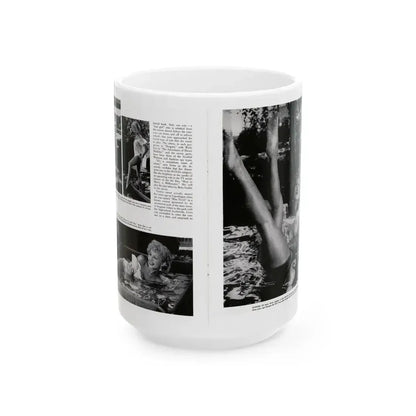 Greta Thyssen #128 - 2 Pages 4 B&W Photos from Modern Man Mag. April '57 (Vintage Female Icon) White Coffee Mug 15oz - Go Mug Yourself