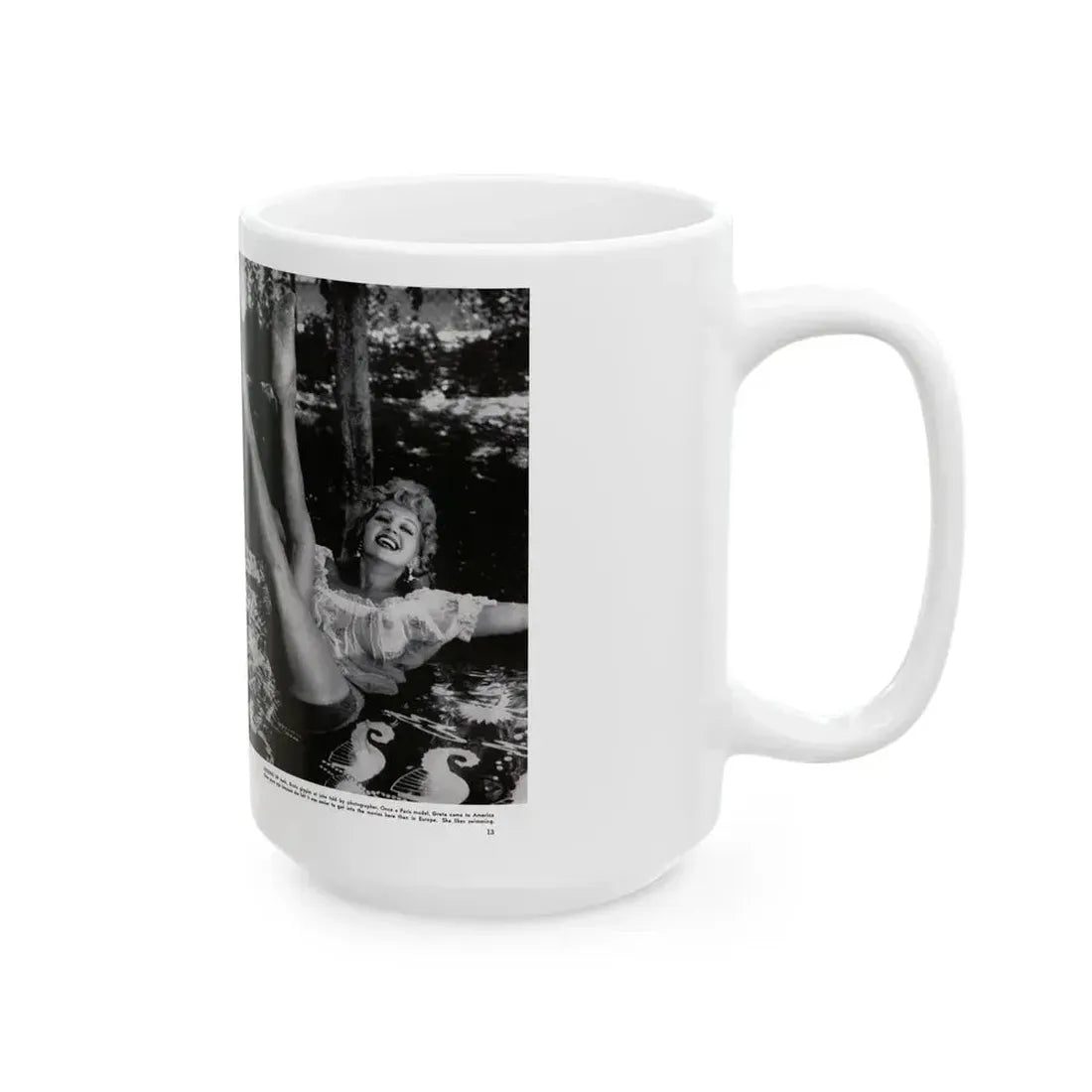 Greta Thyssen #128 - 2 Pages 4 B&W Photos from Modern Man Mag. April '57 (Vintage Female Icon) White Coffee Mug - Go Mug Yourself