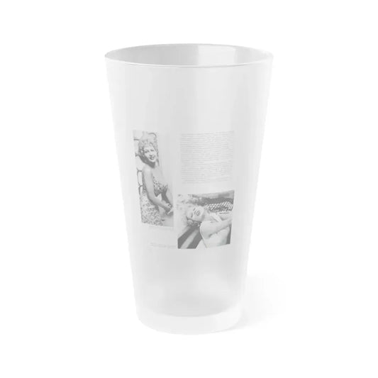 Greta Thyssen #129 - 1 Pages 2 B&W Photos from Modern Man Mag. April '57 (Vintage Female Icon) Frosted Pint Glass 16oz 16oz Frosted - Go Mug Yourself