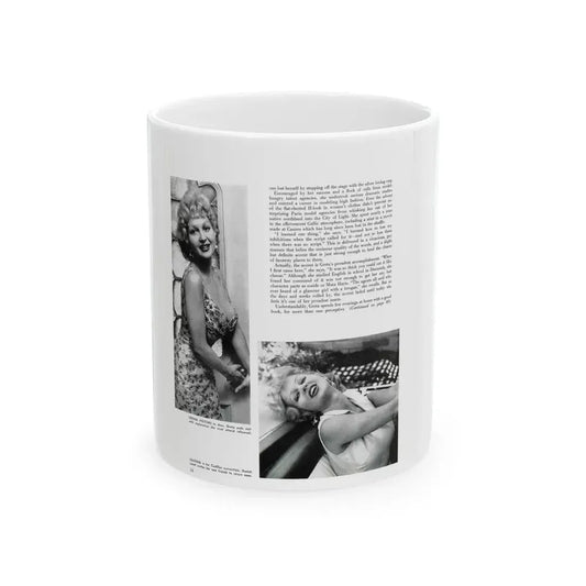 Greta Thyssen #129 - 1 Pages 2 B&W Photos from Modern Man Mag. April '57 (Vintage Female Icon) White Coffee Mug 11oz - Go Mug Yourself