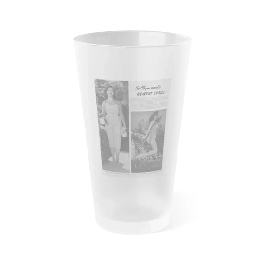 Greta Thyssen #13 - American Beauties Mag. '53 - 2 B&W Photos (Vintage Female Icon) Frosted Pint Glass 16oz 16oz Frosted - Go Mug Yourself