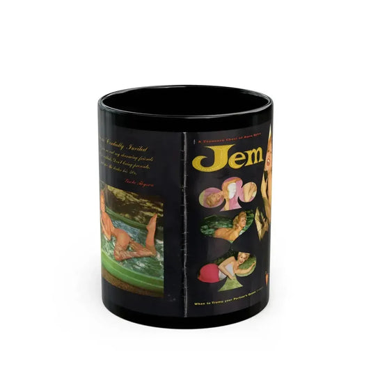 Greta Thyssen #130 - Greta on Front & Back Cover in Color & spread from Jem Mag. May '57 (Vintage Female Icon) Black Coffee Mug 11oz - Go Mug Yourself