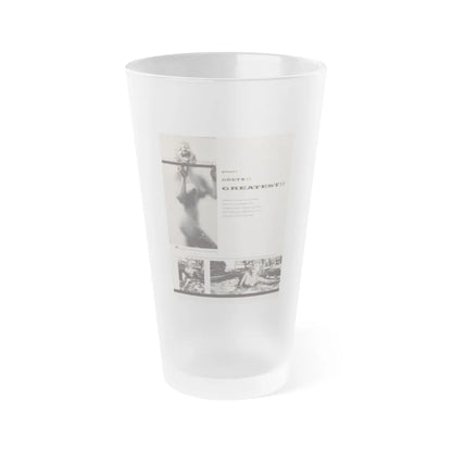 Greta Thyssen #131 - 1 Page 3 B&W Photos (Vintage Female Icon) Frosted Pint Glass 16oz-16oz-Frosted-Go Mug Yourself