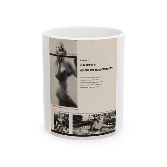 Greta Thyssen #131 - 1 Page 3 B&W Photos (Vintage Female Icon) White Coffee Mug 11oz - Go Mug Yourself