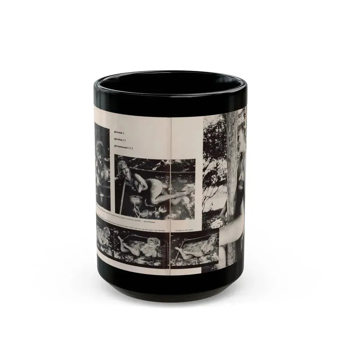 Greta Thyssen #132 - 2 Page 6 B&W Photos from Jem Mag. May '57 (Vintage Female Icon) Black Coffee Mug 15oz - Go Mug Yourself