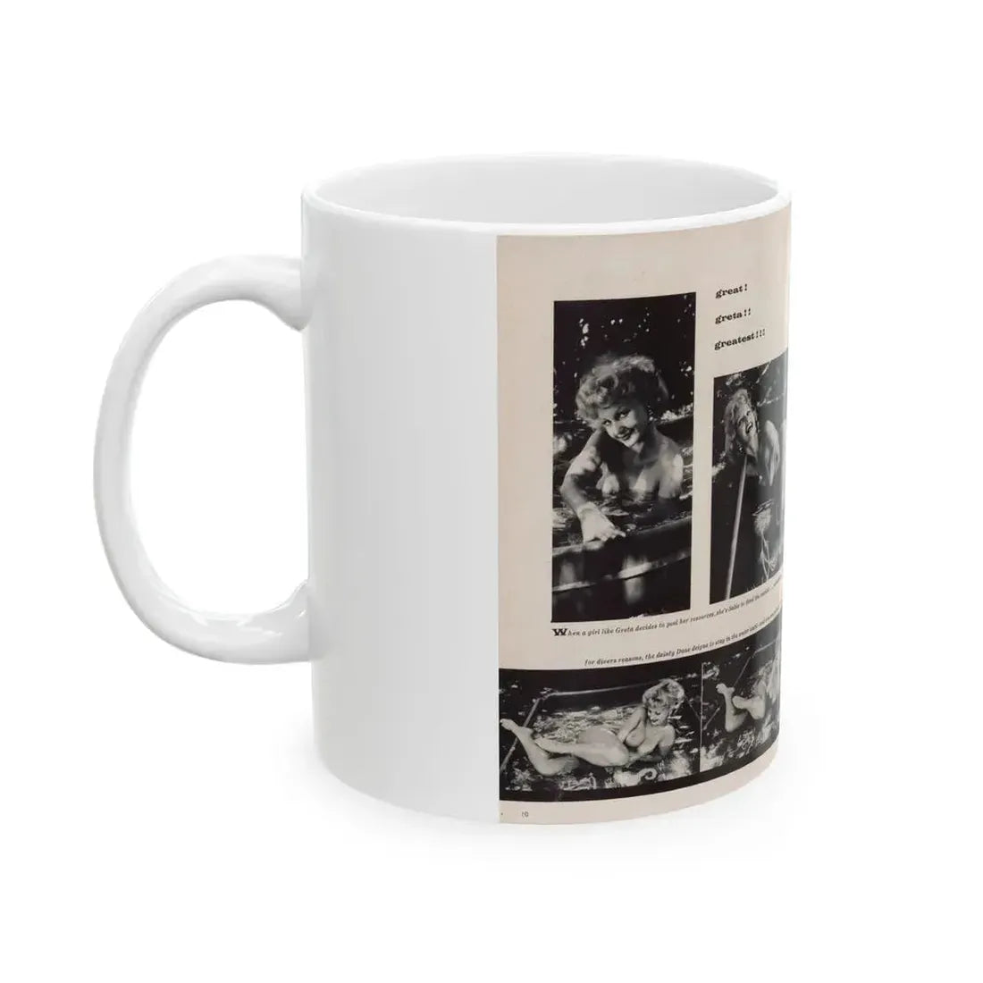 Greta Thyssen #132 - 2 Page 6 B&W Photos from Jem Mag. May '57 (Vintage Female Icon) White Coffee Mug - Go Mug Yourself