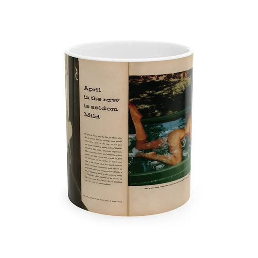 Greta Thyssen #135 - 2 Pages 1 B&W Photo & 1 Color Photo from Fury Mag. June '57 (Vintage Female Icon) White Coffee Mug 11oz - Go Mug Yourself