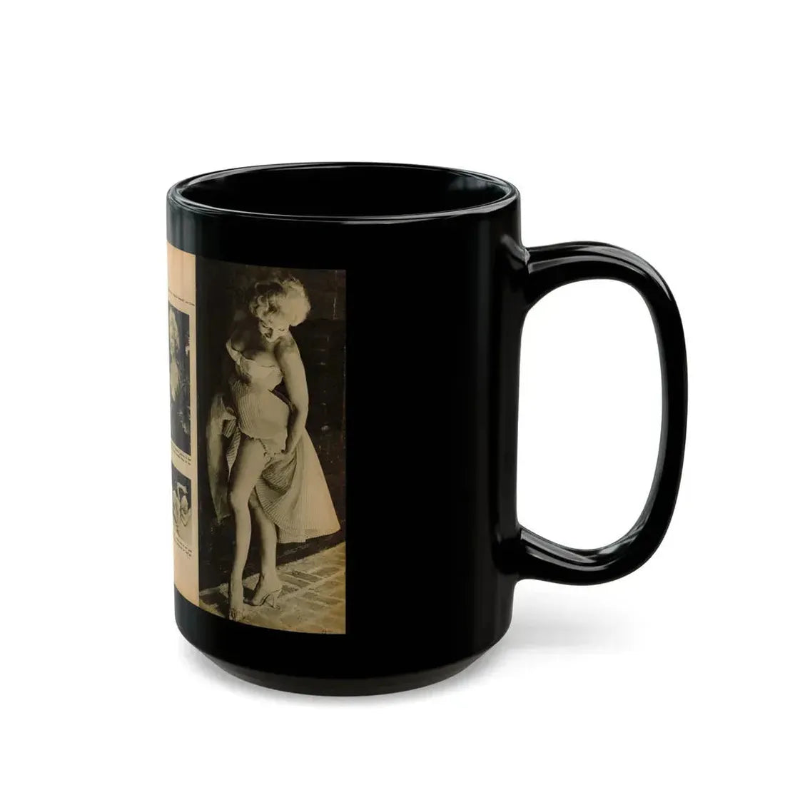 Greta Thyssen #136 - 2 Pages 4 B&W Photos & Captions from Fury Mag. June '57 (Vintage Female Icon) Black Coffee Mug - Go Mug Yourself