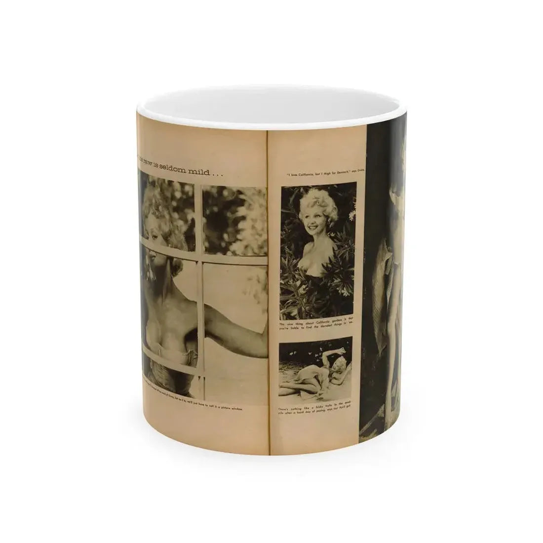 Greta Thyssen #136 - 2 Pages 4 B&W Photos & Captions from Fury Mag. June '57 (Vintage Female Icon) White Coffee Mug 11oz - Go Mug Yourself