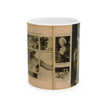 Greta Thyssen #136 - 2 Pages 4 B&W Photos & Captions from Fury Mag. June '57 (Vintage Female Icon) White Coffee Mug 11oz - Go Mug Yourself