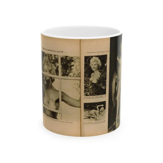 Greta Thyssen #136 - 2 Pages 4 B&W Photos & Captions from Fury Mag. June '57 (Vintage Female Icon) White Coffee Mug 11oz - Go Mug Yourself