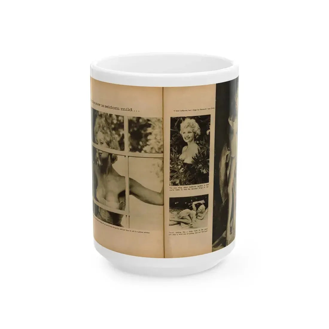 Greta Thyssen #136 - 2 Pages 4 B&W Photos & Captions from Fury Mag. June '57 (Vintage Female Icon) White Coffee Mug 15oz - Go Mug Yourself